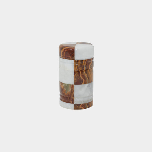 Checkered Onyx and Marble Canister