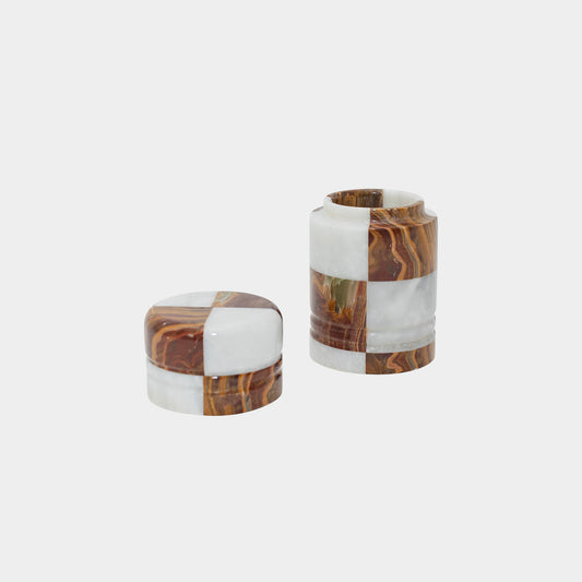 Checkered Onyx and Marble Canister